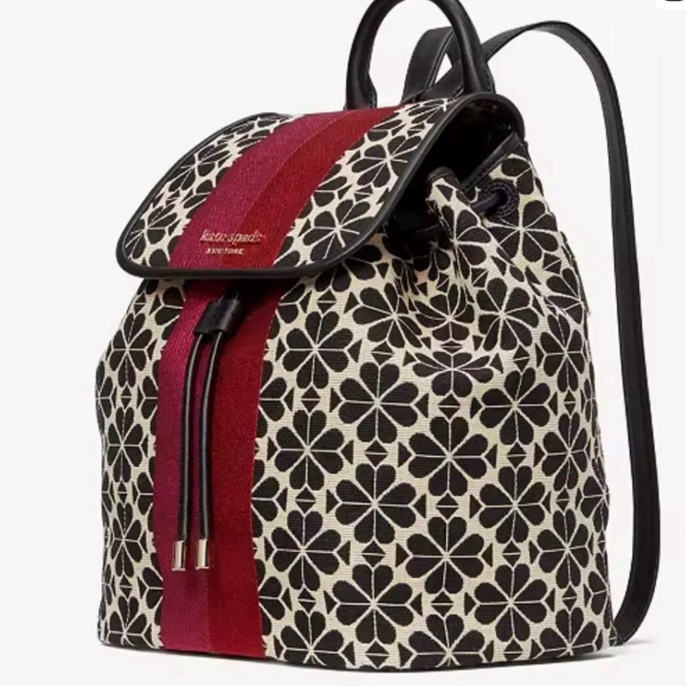 Kate Spade Black and Red Floral Backpack